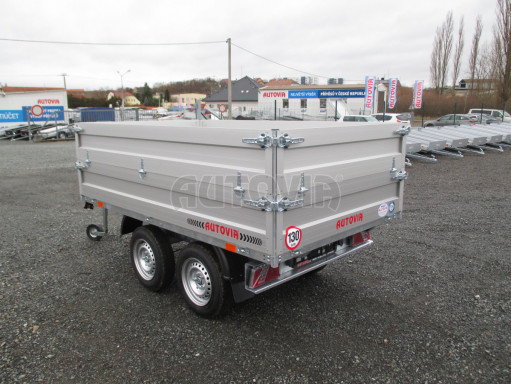 Sklápěcí přívěs DLT 2,7T 2,57x1,48/0,70 el, nástavba, ZN podlaha