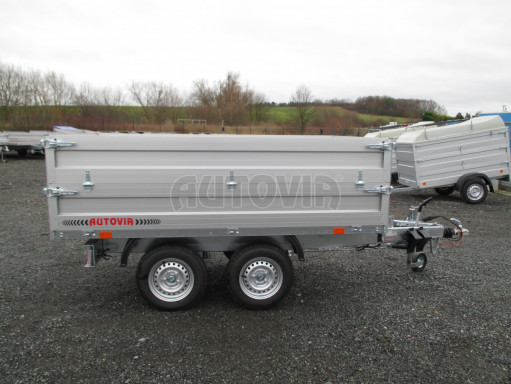 Sklápěcí přívěs DLT 2,7T 2,57x1,48/0,70 el, nástavba, ZN podlaha