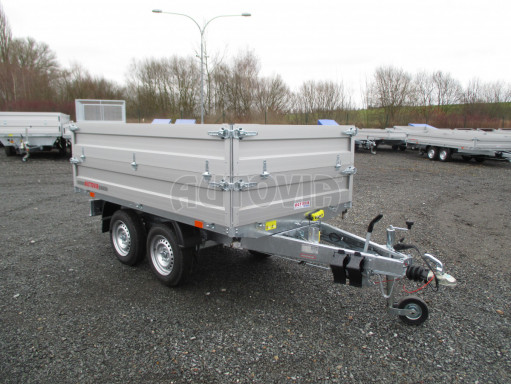 Sklápěcí přívěs DLT 2,7T 2,57x1,48/0,70 el, nástavba, ZN podlaha