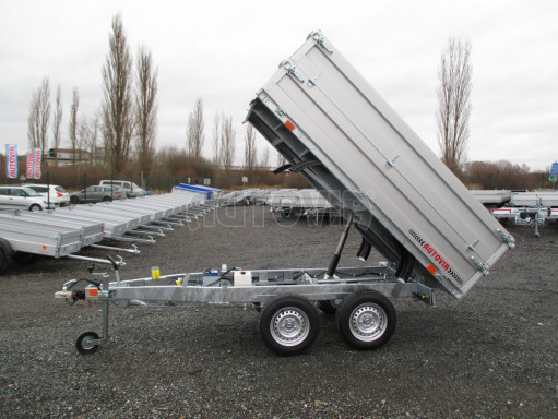 Sklápěcí přívěs DLT 2,7T 2,57x1,48/0,70 el, nástavba, ZN podlaha