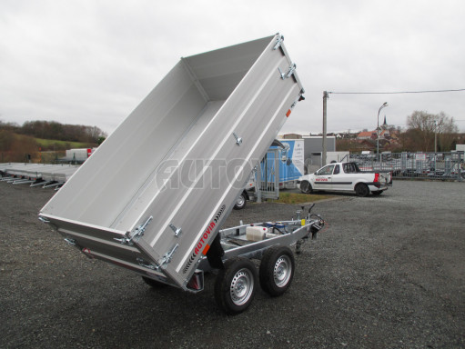 Sklápěcí přívěs DLT 2,7T 2,57x1,48/0,70 el, nástavba, ZN podlaha
