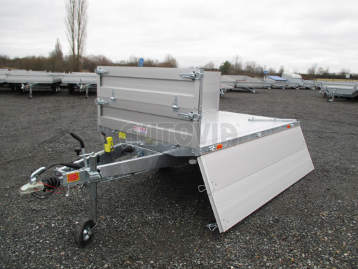 Sklápěcí přívěs DLT 2,7T 2,57x1,48/0,70 el, nástavba, ZN podlaha