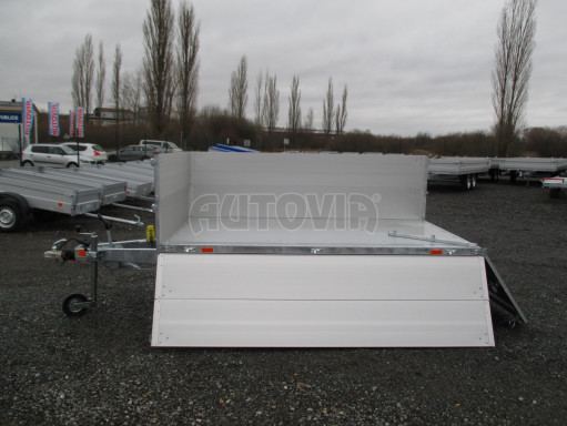 Sklápěcí přívěs DLT 2,7T 2,57x1,48/0,70 el, nástavba, ZN podlaha