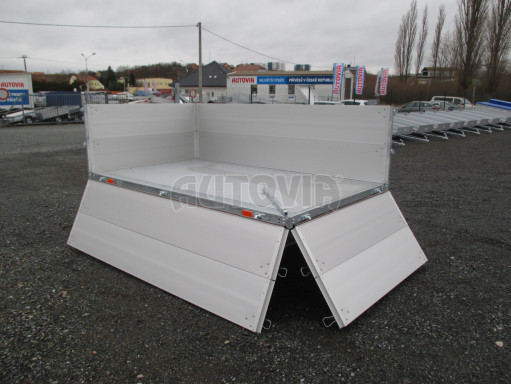 Sklápěcí přívěs DLT 2,7T 2,57x1,48/0,70 el, nástavba, ZN podlaha