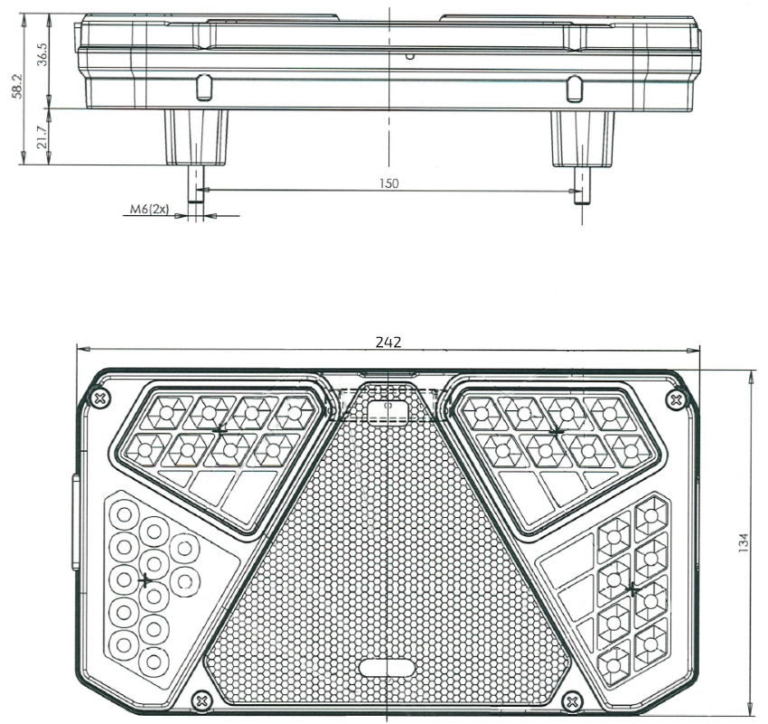 Svítilna WAS W125 Neon sdružená LED 12-24V, P-BL/BR/KO/CO/RZ č.6