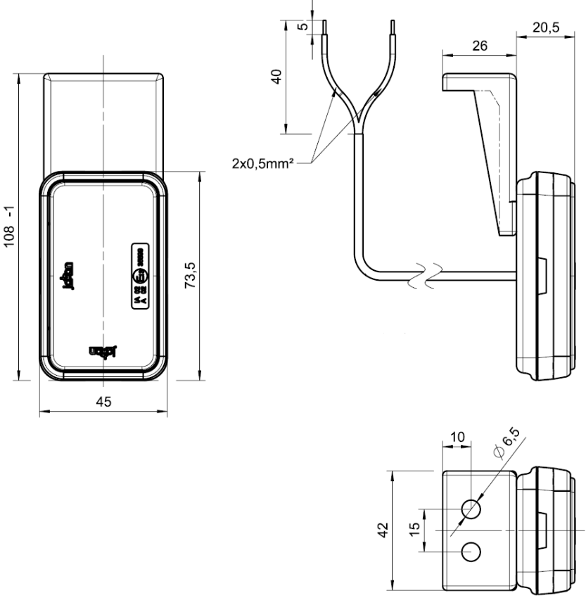 Svítilna přední obrysová LED Jokon PLR 230, 12V, s odrazkou, na držáku, L/P č.5