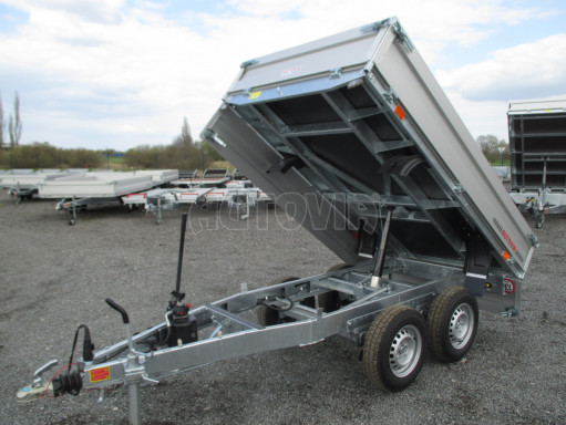 Bazarový sklápěcí přívěs DLT 2,7T 2,57x1,48/0,35 ruč pozink