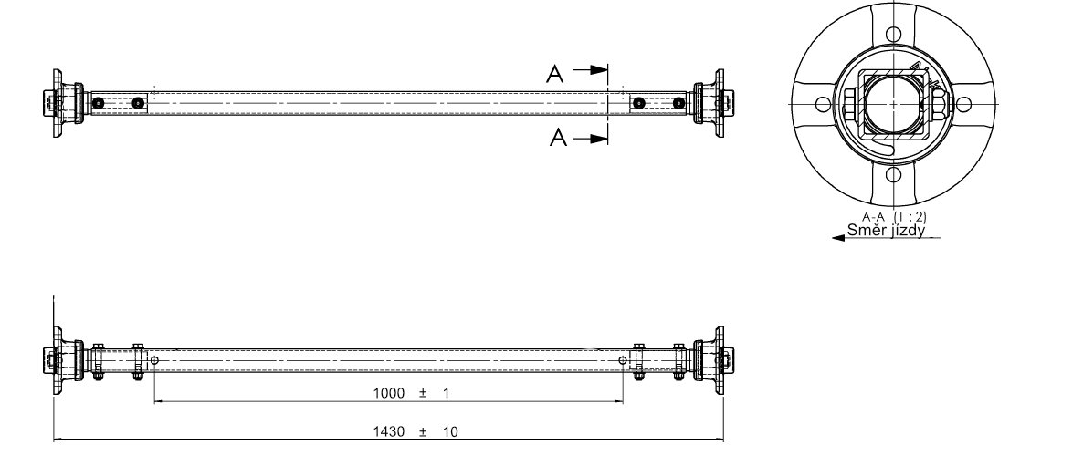 Náprava AL-KO Starr Plus LS ( 750kg) a=1000 mm, c=1430 mm, 100x4 č.3
