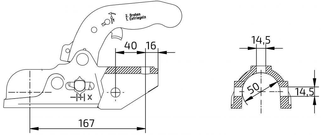 Tažná spojka KNOTT K35-A, 3500 kg, 50 mm, H14V14 č.2