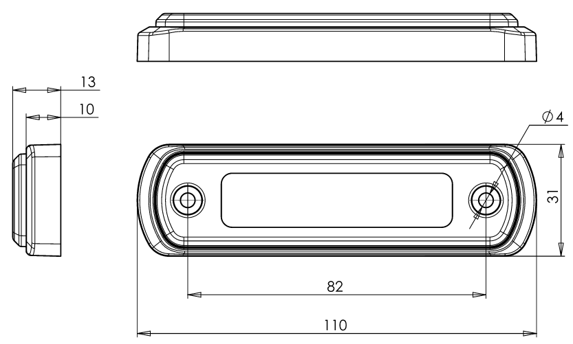 Svítilna zadní obrysová LED WAS W189N/1342, 12-24V, plochá, neon ef. č.7