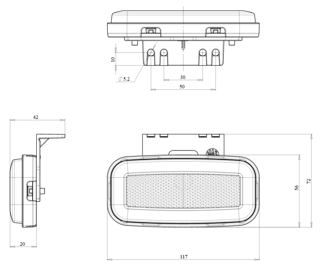 Svítilna boční obrysová LED WAS W199, 12-24V, neon efekt č.13