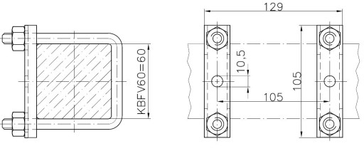Držák KBFV/60 klemy opěrného kolečka na oj 60x60 mm č.2