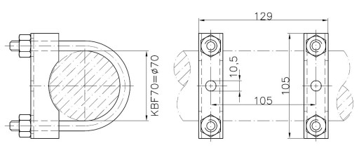 Držák KBF/70 klemy opěrného kolečka na oj pr. 70 mm č.3