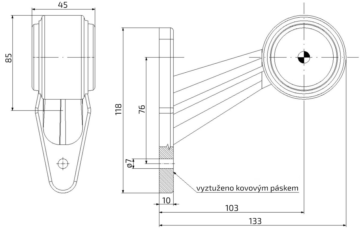 Svítilna doplňková obrysová LED Fristom FT-009 C, 12-36V, levá/pravá 133 mm, QS150 č.4
