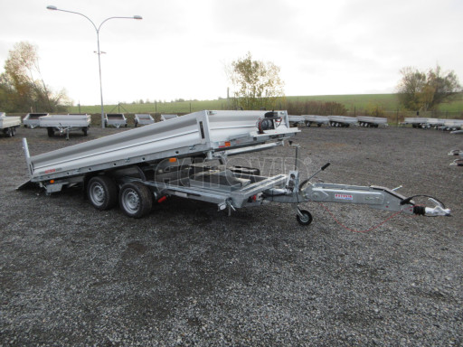 MULTIFUNKČNÍ přepravník a třístranný sklápěč JK 3,5T 4,00x2,10/0,35 v el. + Zn, stavitelná oj č.18