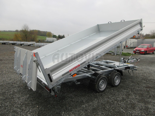 MULTIFUNKČNÍ přepravník a třístranný sklápěč JK 3,5T 4,00x2,10/0,35 v el. + Zn, stavitelná oj č.24