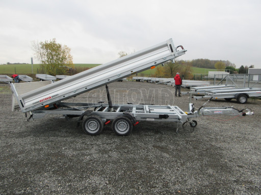 MULTIFUNKČNÍ přepravník a třístranný sklápěč JK 3,5T 4,00x2,10/0,35 v el. + Zn, stavitelná oj č.25