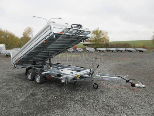 MULTIFUNKČNÍ přepravník a třístranný sklápěč JK 3,5T 4,00x2,10/0,35 v el. + Zn, stavitelná oj č.26