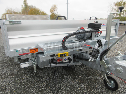 MULTIFUNKČNÍ přepravník a třístranný sklápěč JK 3,5T 4,00x2,10/0,35 v el. + Zn, stavitelná oj č.42