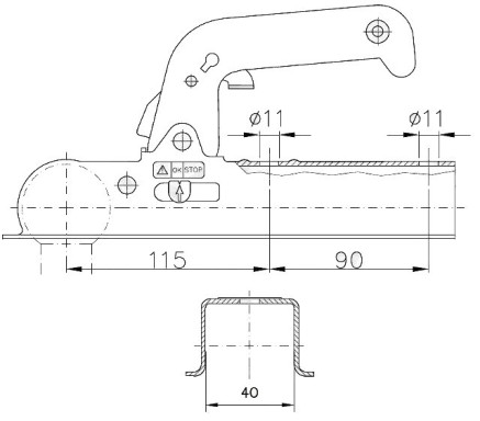 Tažná spojka Winterhoff WW 8-D, 800 kg, 40x40 mm, V10 č.2