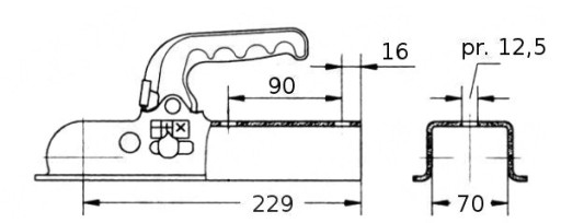 Tažná spojka KNOTT KQ14-C, 1400 kg, 70x70 mm, V12 č.1