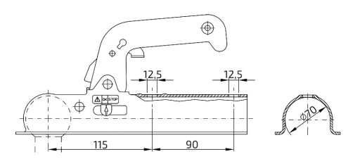 Tažná spojka Winterhoff WW 8-C, 800 kg, 70 mm, V12 č.2