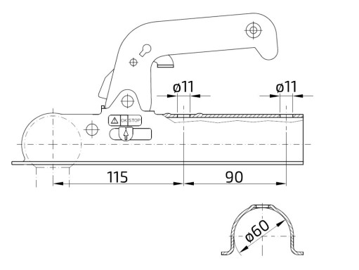 Tažná spojka Winterhoff WW 8-B, 800 kg, 60 mm, V10 č.1