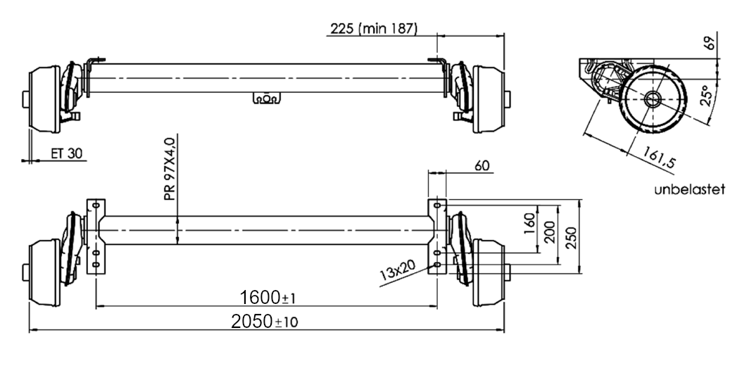 Náprava AL-KO Compact B 1600-3 (1500 kg) a=1600 mm, AAA, 112x5 č.2