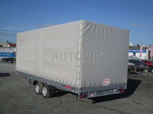 Hydraulicky sklopný přívěs AD 3,5T 5,15x2,09/2,00 plachta