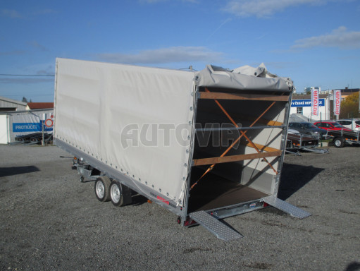 Hydraulicky sklopný přívěs AD 3,5T 5,15x2,09/2,00 plachta