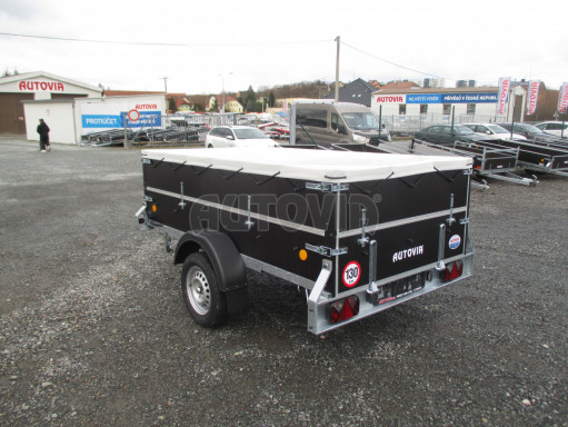 Sklopný PROFI přívěs s nástavbou ZV 26 N1 skl. 2,50x1,30/0,70 POČ M zesílená náprava, plachta