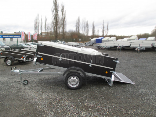 Sklopný PROFI přívěs s nástavbou ZV 26 N1 skl. 2,50x1,30/0,70 POČ M zesílená náprava, plachta