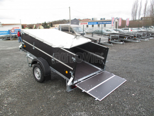 Sklopný PROFI přívěs s nástavbou ZV 26 N1 skl. 2,50x1,30/0,70 POČ M zesílená náprava, plachta