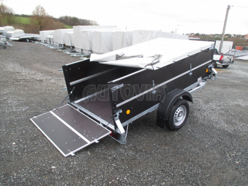 Sklopný PROFI přívěs s nástavbou ZV 26 N1 skl. 2,50x1,30/0,70 POČ M zesílená náprava, plachta