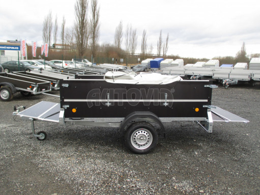 Sklopný PROFI přívěs s nástavbou ZV 26 N1 skl. 2,50x1,30/0,70 POČ M zesílená náprava, plachta