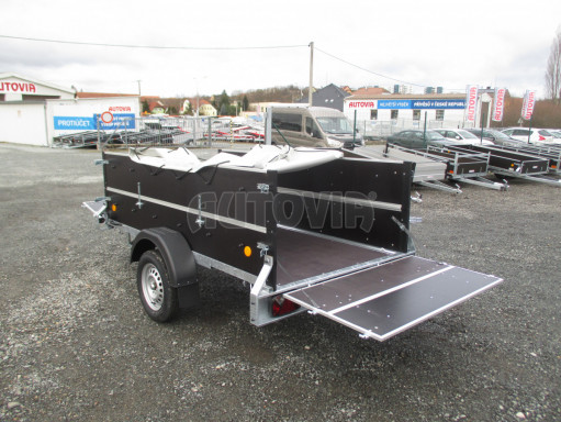 Sklopný PROFI přívěs s nástavbou ZV 26 N1 skl. 2,50x1,30/0,70 POČ M zesílená náprava, plachta