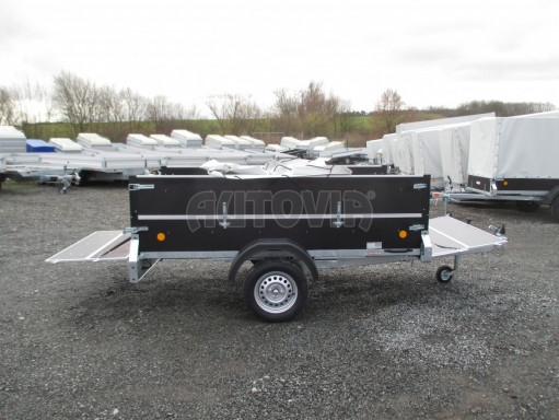 Sklopný PROFI přívěs s nástavbou ZV 26 N1 skl. 2,50x1,30/0,70 POČ M zesílená náprava, plachta