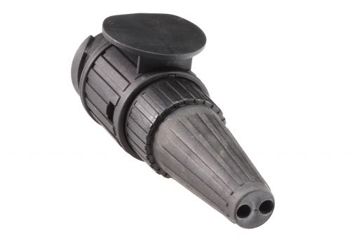 Zástrčka - vidlice 13 pól 12V s gumovým vývodem pro 2 kabely č.5