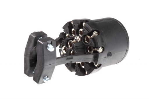 Zástrčka - vidlice 13 pól 12V s gumovým vývodem pro 2 kabely č.6