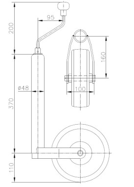 Kolečko opěrné Winterhoff ST 48/C/240 (plastový disk) 150 kg č.2