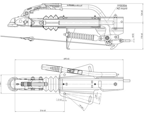 Nájezdová brzda AL-KO 161S PLUS 700-1350 kg (univerz. montáž) s AK161 č.3