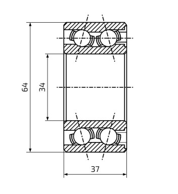 Ložisko do bubnu AL-KO 2051 Compact (64x34/h37) v setu, originál č.2