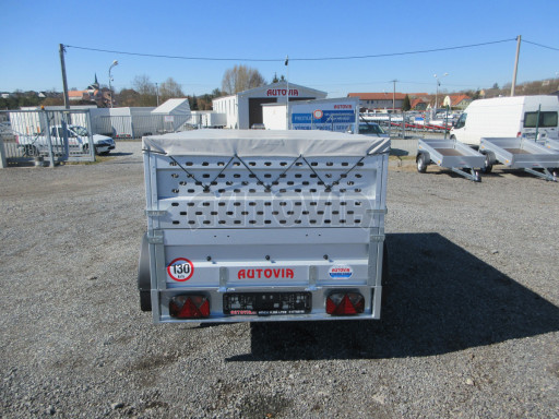 Nebrzděný přívěs AVM N2 2,52x1,30/0,85 děrovaná nástavba, plachta č.5