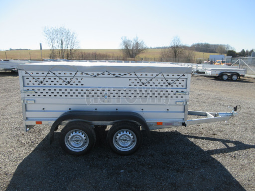 Nebrzděný přívěs AVM N2 2,52x1,30/0,85 děrovaná nástavba, plachta č.7