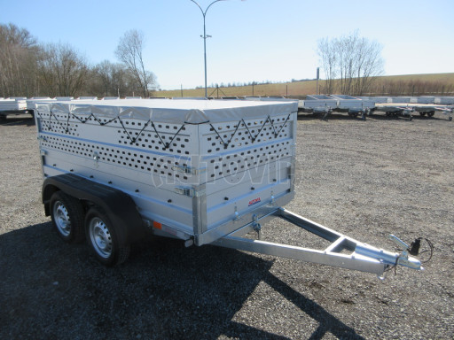 Nebrzděný přívěs AVM N2 2,52x1,30/0,85 děrovaná nástavba, plachta č.8