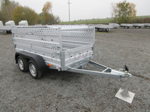 Nebrzděný přívěs AVM N2 2,52x1,30/0,85 děrovaná nástavba, plachta č.9