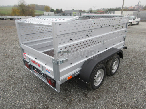 Nebrzděný přívěs AVM N2 2,52x1,30/0,85 děrovaná nástavba, plachta č.14