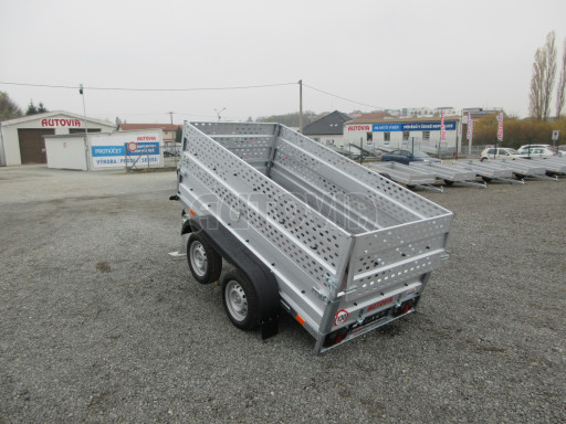 Nebrzděný přívěs AVM N2 2,52x1,30/0,85 děrovaná nástavba, plachta č.18