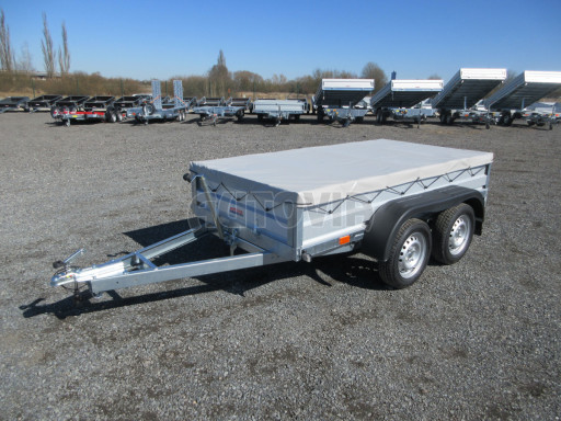 Sklopný nebrzděný přívěs AVM N2 2,52x1,30/0,35, hever + plachta č.3