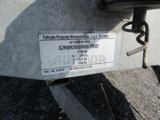 Bazarový sklopný přívěs pro přepravu aut NIW  2,7 T 4,50 x 2,02 č.17